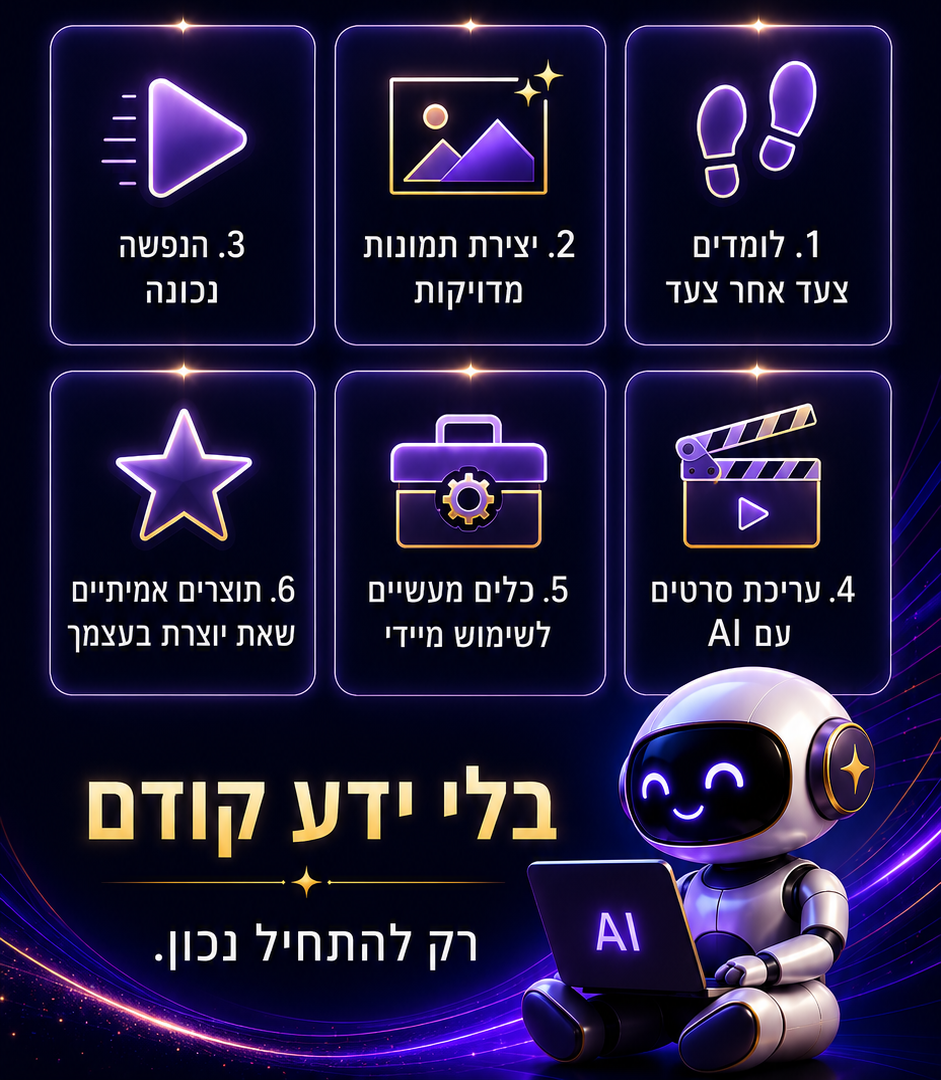 6 שלבי יצירה עם AI — מרעיון ועד סרטון מושלם